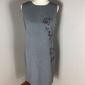 Size 8 Grey W Pink Floral Sheath Dress